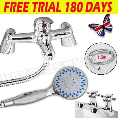 Luxury Bath Shower Mixer Tap With Shower Head Bathroom Sink Filler Faucet UK • £16