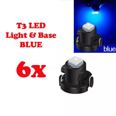 6Pcs T3 LED Light Bulbs 12V COB Dashboard Switch Cluster Warning BLUE Colour • $11.95