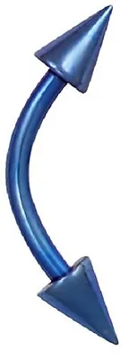 16g Curved Barbell Blue Titanium Anodized Over Surgical Steel With Spike Ends • $2.99