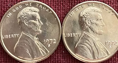 1972 S Lincoln Memorial Cent Uncirculated BU Lot Of Two • $1.39