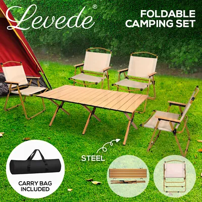 Levede Folding Camping Table Chair Portable Picnic Outdoor Foldable Roll Desk • $39.99