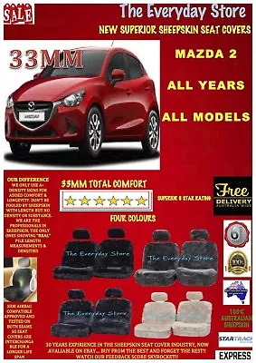 Mazda 2 All Years Premium Sheepskin Car Seat Covers Pair Airbag Safe 33MM • $279