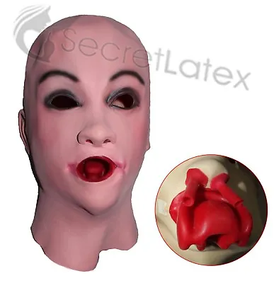 $84.92 • Buy Latex Female Mask Cross Dress Transgender Rubber Hood Mouth Sheath Lady Woman