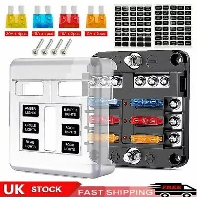 UK Blade Fuse Box 6 Way Distribution Bar Bus Boat Car Kit Marine Holder 12V/32V • £5.99