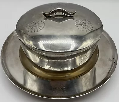 Antique Japanese Meiji-Period Silver Imperial Family Lidded Dish & Plate • $800