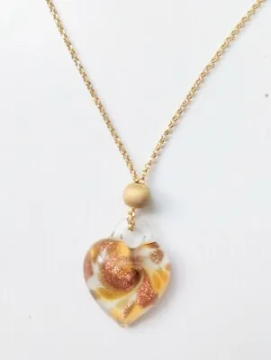 Qvc Murano Gold 9ct Yellow Gold Heart Glass Necklace • £199.99