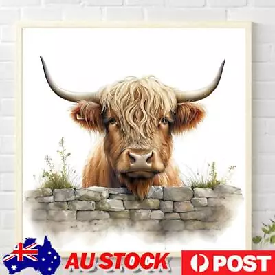 5D DIY Full Round Drill Diamond Painting Highland Baby Cow Kit Home Decor35x35cm • $11.32