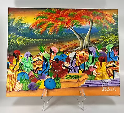 South America Market Painting Latin America Folk Art Signed Rafael  14  X 11  • $42.65