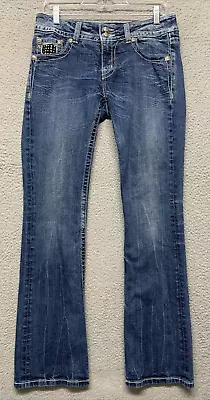 Miss Me Blue Jeans Women’s Measures 31x33 Bootcut Bling 5 Pocket Low Rise (READ) • $24.48