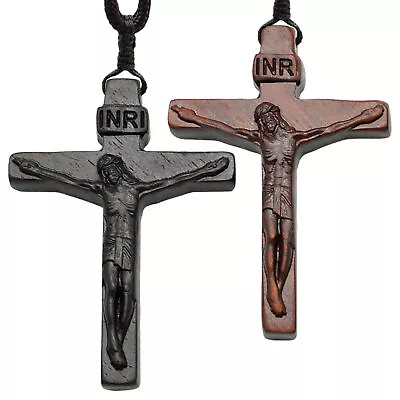 Wooden Cross Pendant Necklace Long For Woman Men Vintage Wood Christian Fashion • $12.72