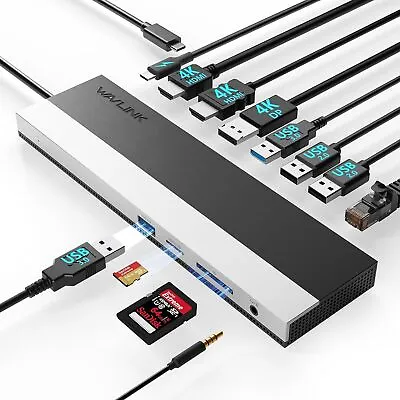 USB C Docking Station 4K Triple Display 2 HDMI 1 DisplayPort 85W Charging • $89.99