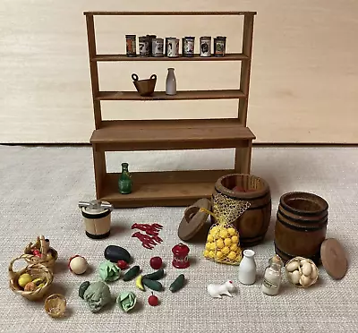 Dollhouse Miniature General Store Display Shelf Barrels Store Items • $40