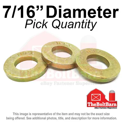 7/16  SAE Extra Thick Flat Washers Grade 8 Steel Zinc Yellow (Pick Quantity) • $287.12