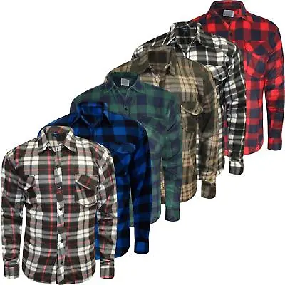 £8.99 • Buy Mens Fleece Shirts Warm Button Check Print Flannel Lumberjack Worker Tops M-3XL