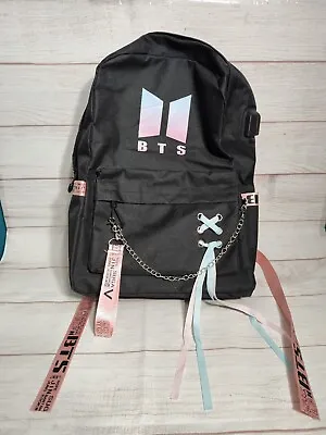 BTS Band School Backpack Book Bag Black/Pink/Blue • $18.50