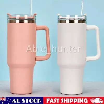 $26.68 • Buy 40OZ Tumbler Straw Lid Insulated Stainless Steel Water Bottle Coffee Mug Travel