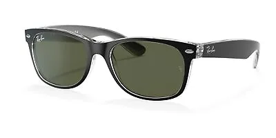 Ray-Ban New Wayfarer Black/Transparent 55mm Green G-15 Sunglasses RB2132 6052 55 • $102.14