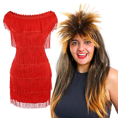 Tina Turner 80's Singer Adults Dress And Wig 1970's 1980's Icon Fancy Dress  • £21.99