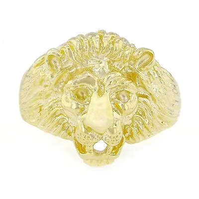 $328.49 • Buy Men's 10k Yellow Gold Solid Lion Head Ring Sizes 7-13