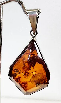 Vintage Pear Shaped Baltic Amber Sterling Pendant - 2  X 1  9.8g • $49.99