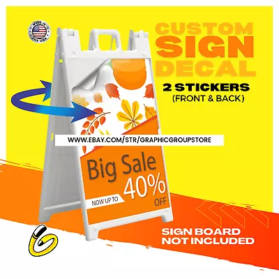 REPLACEMENT SIGN A-Frame Sidewalk Custom Signicade Decal Sticker 24x36 No Board • £38.56