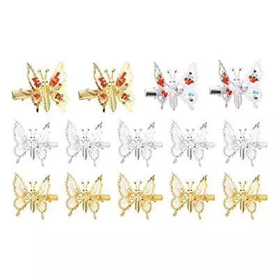 3D Moving Butterfly Hair ClipsMetal Butterfly Hairpins Bride Gold Silver • $16.18