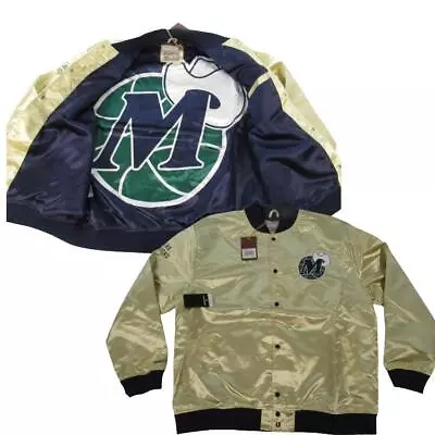 New Dallas Mavericks Mens 3XL Mitchell & Ness Satin Button Snap Gold Jacket $135 • $77.42