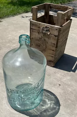 ✅    Vintage Arctic Fruit Ales 5-Gallon Blue Glass Bottle Jug/Wooden Carrying C • $99.99