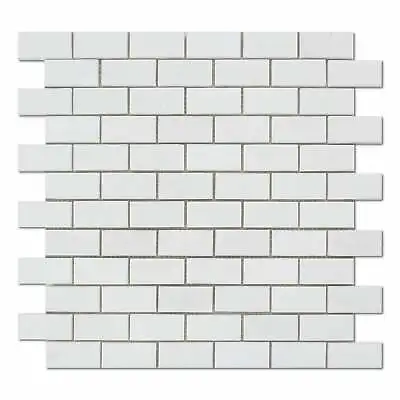 1 X 2 Thassos White Marble Polished Brick Mosaic Tile Sample • $5.99