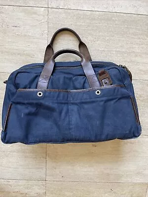 J. Fold Roadster Duffel Bag Overnight Travel  Canvas Leather Blue 22x10x11  • $49.50