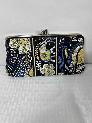 Vera Bradley Ellie Blue Clutch Wallet With Elephants & Flowers • $20.87