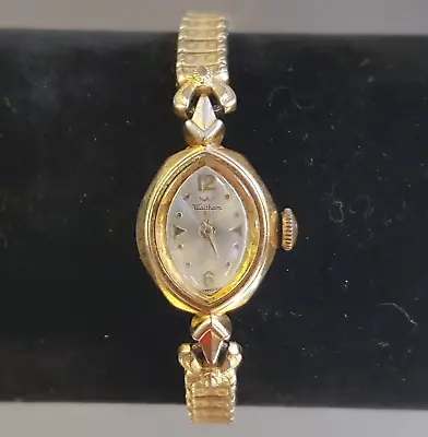 Vintage Waltham Watch Co. Gold Tone Women's Watch Swiss Mechanical Stretch Band • $29