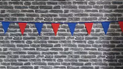 Blue Red Fabric Bunting Football Rugby Sport Country Wedding Party Garden • £13.50