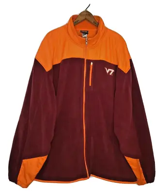 VIRGINA TECH Hokies Genuine Stuff Full Zip Fleece Jacket Men's Size 2XL • $14.99