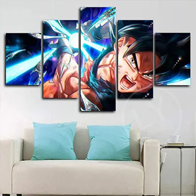 Goku Kamehameha Dragon Ball 5 Piece Canvas Picture Print Wall Art Home Decor • $139