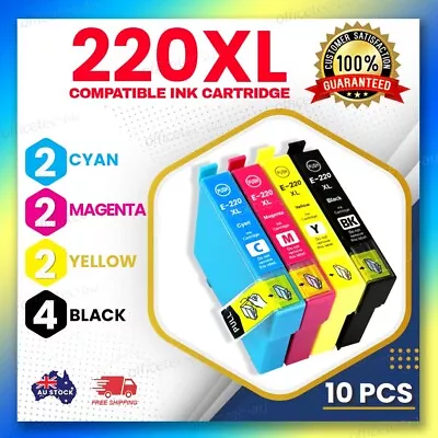 10x Generic Ink 220XL For Epson Workforce WF2630 WF2650 WF2660 WF2750 WF2760 • $26.80