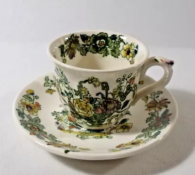 6 Mason's STRATHMORE GREEN MULTICOLOR Demitasse Cups & Saucers • $48.95