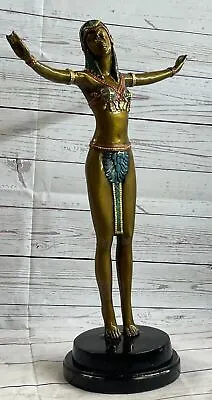 Art Deco Signed Chiparus Dancer Bronze Sculpture Marble Statue Figurine Decor • $199.50