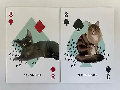 Devon Rex & Maine Coon Top Cat Kitten Art Cartoon Artwork Playing Swap Cards X2 • $2.57