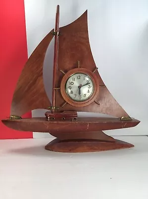 Vintage Wood Sailing Boat SESSION Clock 1930 -40 • $160