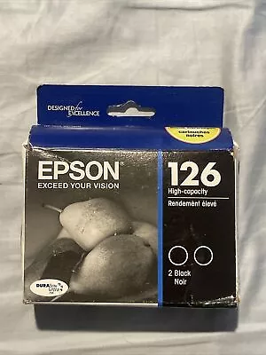 Genuine Epson 126 Black Printer Ink 2 Cartridges T126120-D2 EXP 06/2025 • $24.95