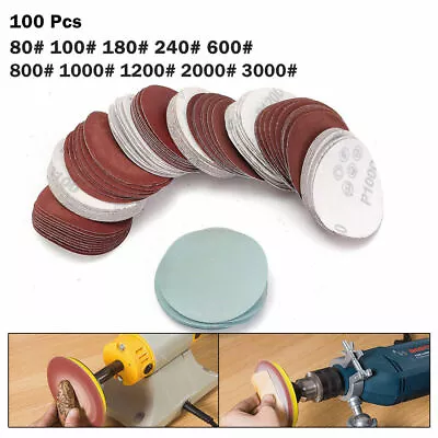 100 Pcs 2'' 3  Sander Sanding Discs Pads 80 - 3000 Grit Hook & Loop Sandpaper • $18.49