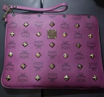 MCM Clutch Bag Tablet Case Leather Purple • $235.50