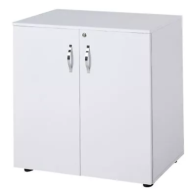 2-Tier Locking Office Storage Cabinet File Organisation W/ 2 Keys White HOMCOM • £79.99