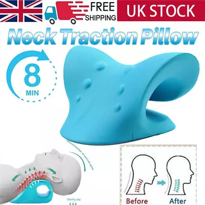 Neck Traction Pillow Original Cloud Shape Neck Stretcher Cervical Pain Relief ST • £6.95