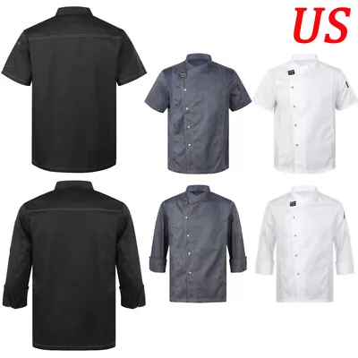 Womens Mens Chef Coat Cook Jacket Top Restaurant Kitchen Hotel Workwear Uniform • $14.03