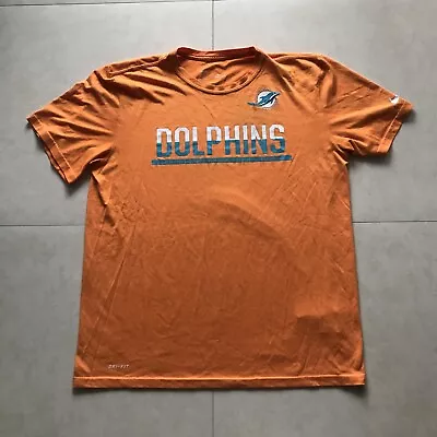 Nike Dri-Fit NFL Equipment Training T Shirt Orange Miami Dolphins Short Sleeve • $16.90