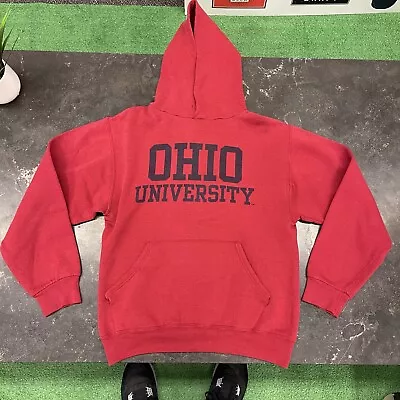 Vintage OHIO UNIVERSITY BOBCATS Hoodie Sweatshirt Men's Small Athens OU College • $25.27