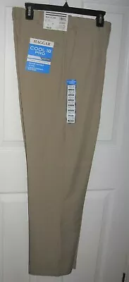 Haggar Cool 18 Pro Classic Fit Pleated Pants Slacks 32x32 Tan New W/Tags • $22.99