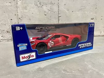 2021 Ford GT Heritage Edition Maisto 1/18 Scale Diecast Model Car Red RARE! • $44.94